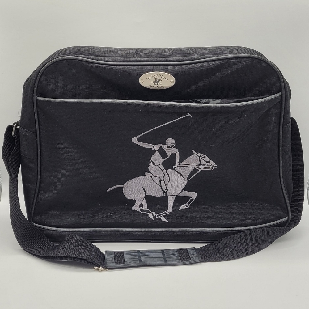 Beverly Hills Polo Club Messenger Equipment Laptop Computer Bag Logo Bla…